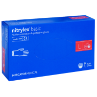 Manusi nitril nepudrate L 100 buc albastre medicale examinare Nitrilex Basic Mercator